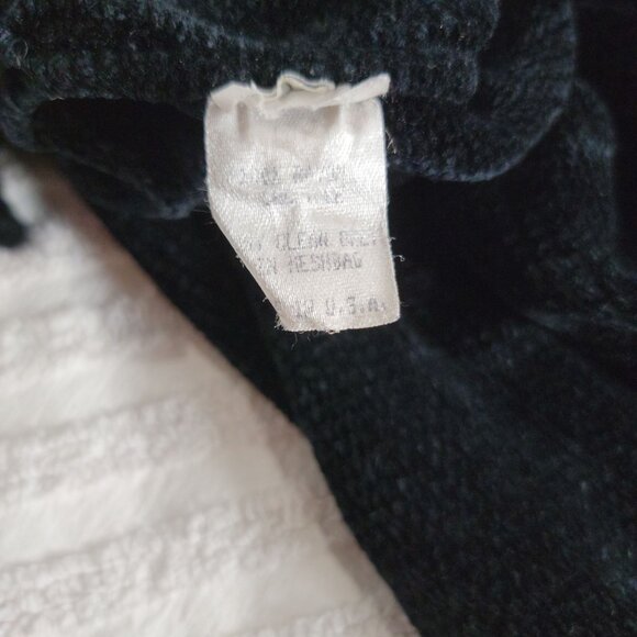 Margaret OLeary Black Chenille Long Cardigan Jacket With Red Trim & Frog Closure - Picture 4 of 7